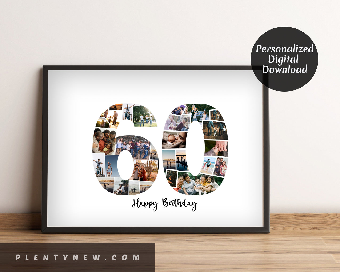 60th Birthday Gift Photo Collage – Personalized Digital Photo Keepsake