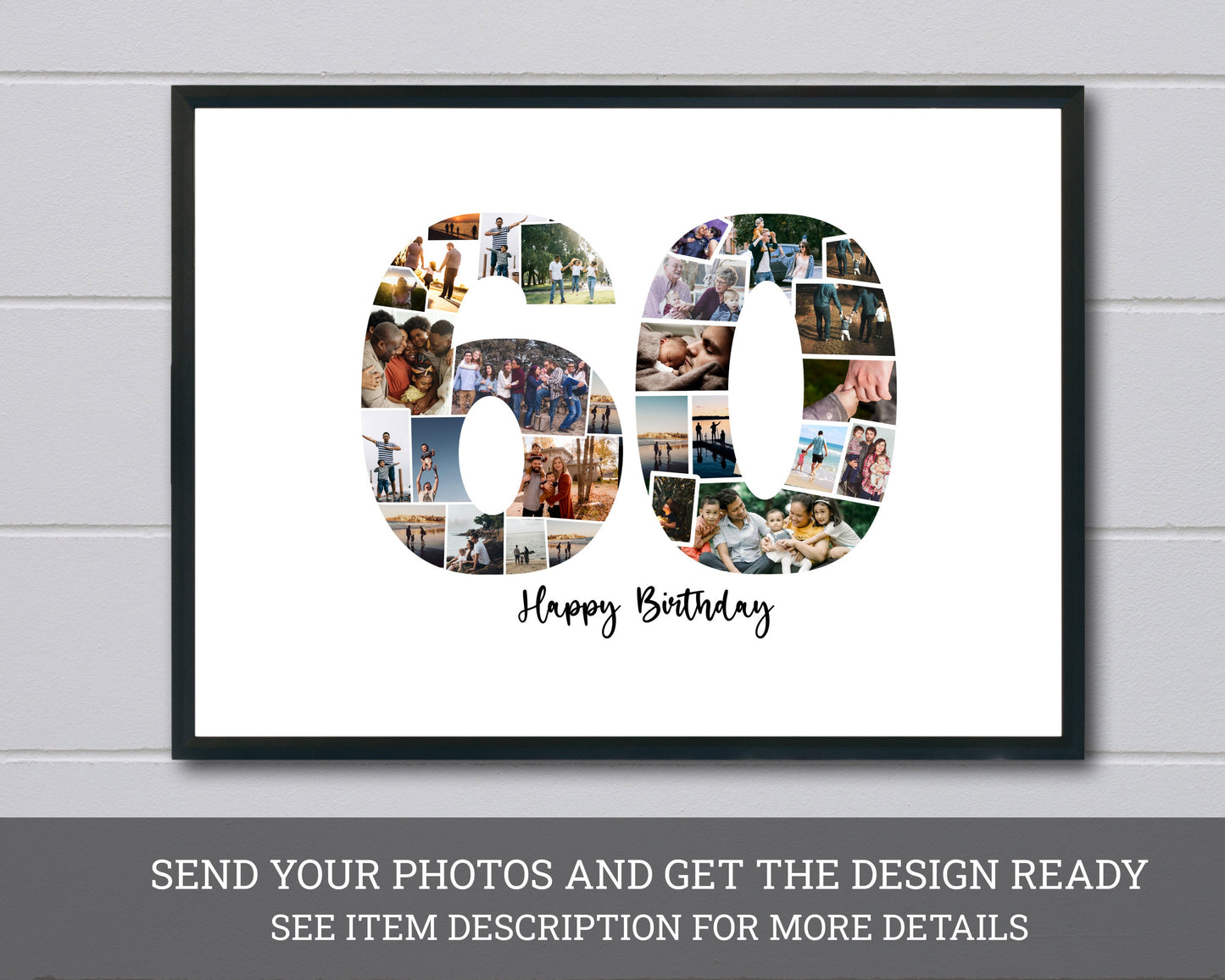 60th Birthday Gift Photo Collage – Personalized Digital Photo Keepsake
