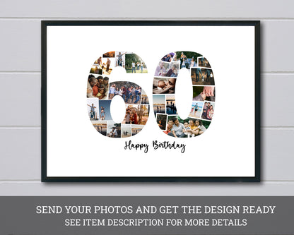 60th Birthday Gift Photo Collage – Personalized Digital Photo Keepsake