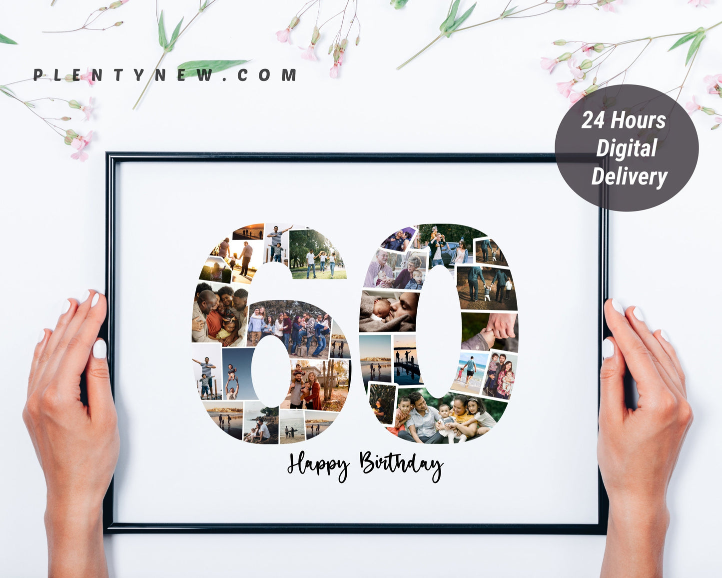 60th Birthday Gift Photo Collage – Personalized Digital Photo Keepsake