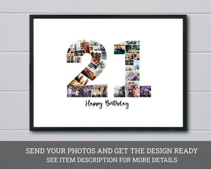 21st Birthday Photo Collage – Custom Digital Photo Gift for Milestone Celebrations