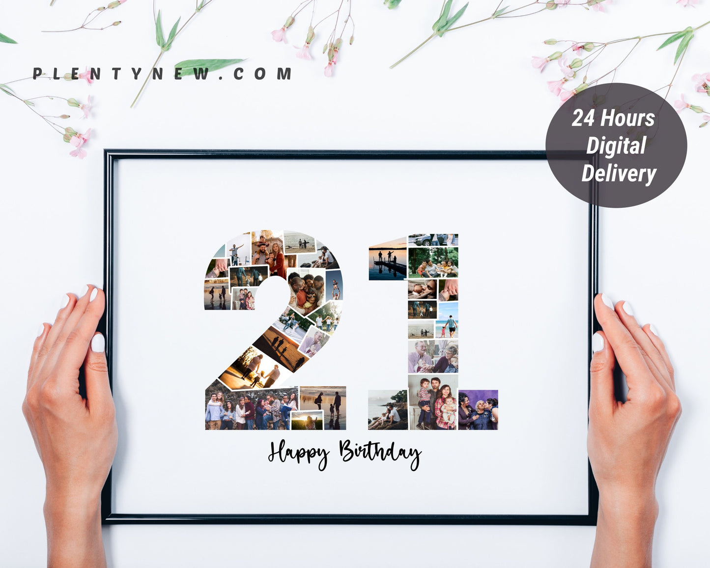 21st Birthday Photo Collage – Custom Digital Photo Gift for Milestone Celebrations