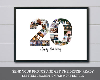 20th Birthday/Anniversary Photo Collage – Custom Digital Photo Gift