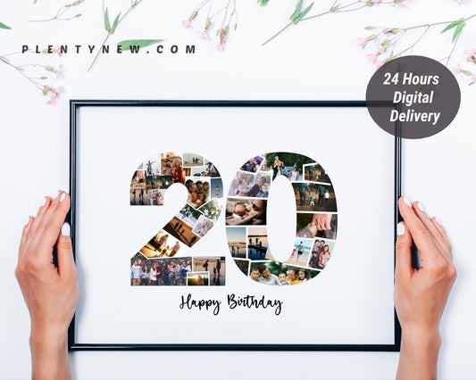 20th Birthday/Anniversary Photo Collage – Custom Digital Photo Gift