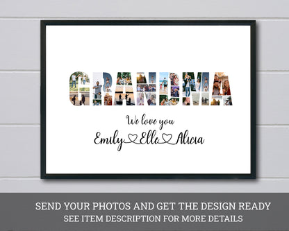Personalized Grandma Photo Collage Gift - Custom Keepsake with Family Photos