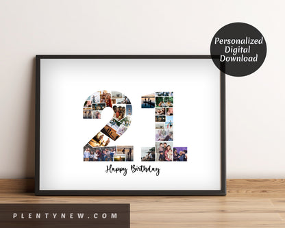 21st Birthday Photo Collage – Custom Digital Photo Gift for Milestone Celebrations