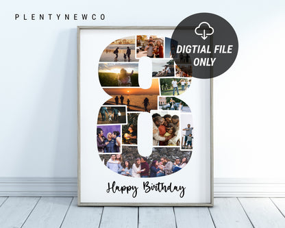 8th Birthday/Anniversary Gift Photo Collage – Personalized Digital Photo Keepsake