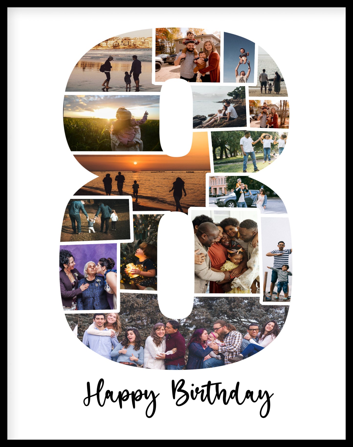 8th Birthday/Anniversary Gift Photo Collage – Personalized Digital Photo Keepsake