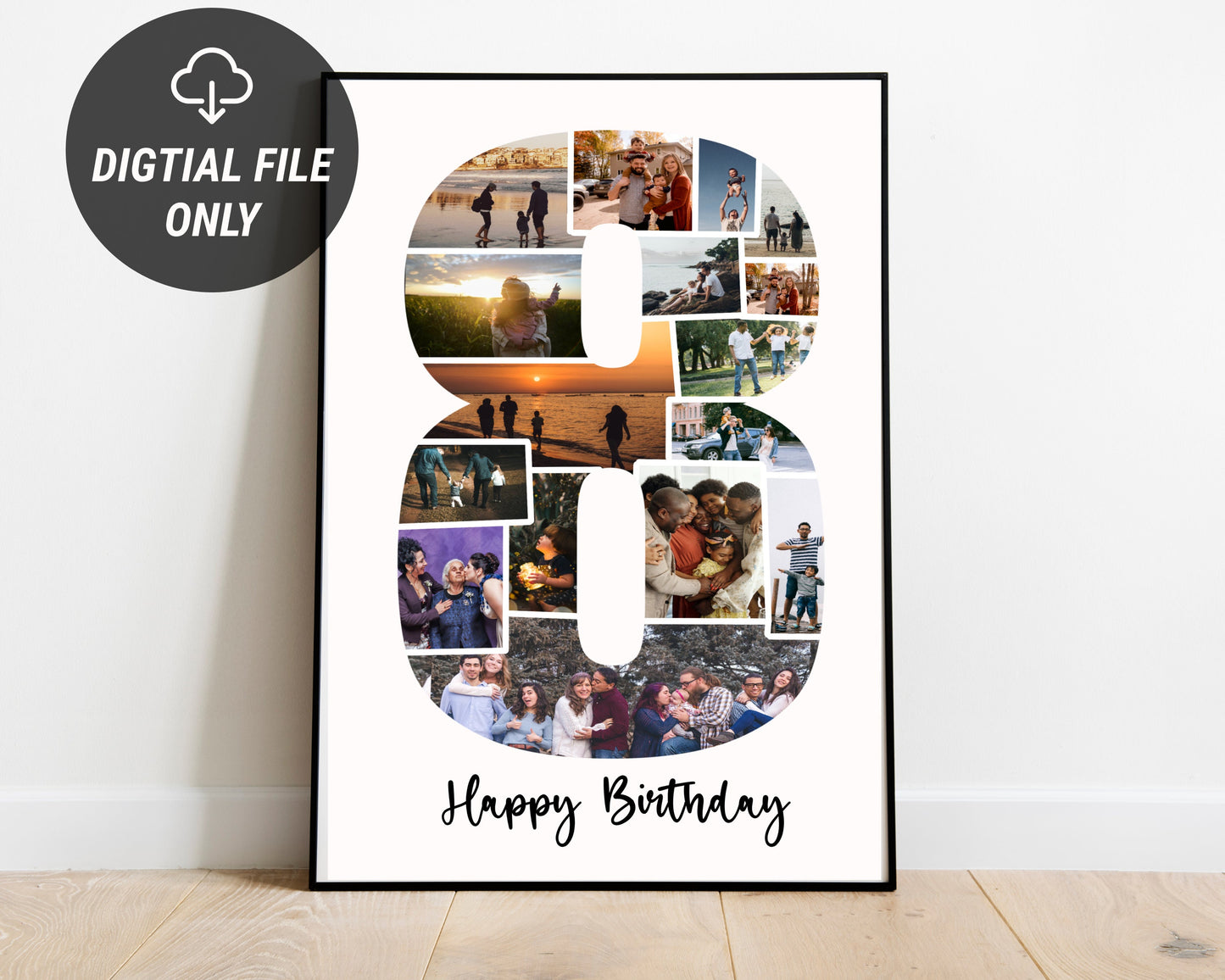 8th Birthday/Anniversary Gift Photo Collage – Personalized Digital Photo Keepsake