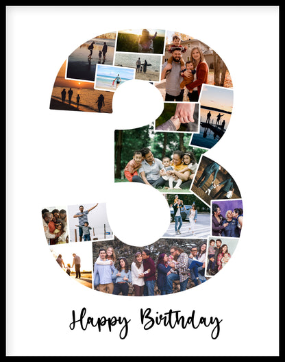 3rd Birthday Photo Collage – Personalized Digital Photo Gift for Milestone Celebrations