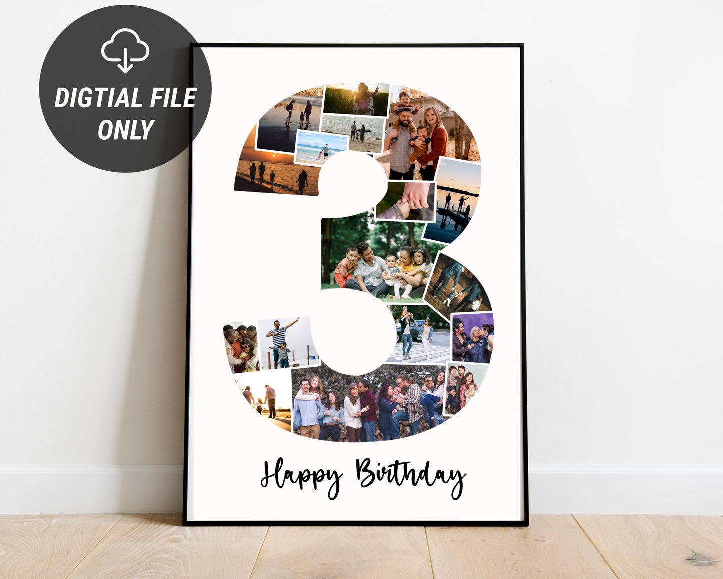 3rd Birthday Photo Collage – Personalized Digital Photo Gift for Milestone Celebrations