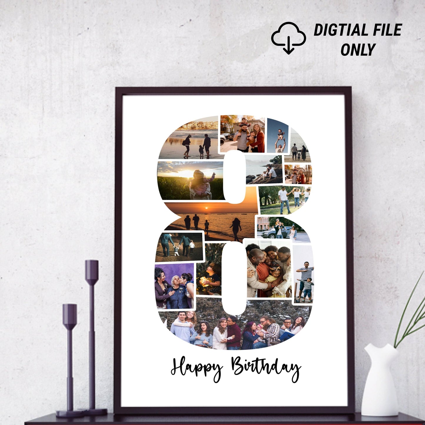 8th Birthday/Anniversary Gift Photo Collage – Personalized Digital Photo Keepsake