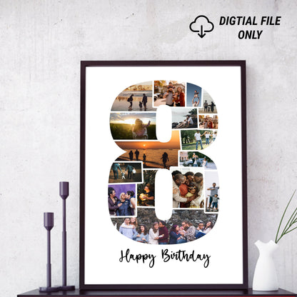 8th Birthday/Anniversary Gift Photo Collage – Personalized Digital Photo Keepsake