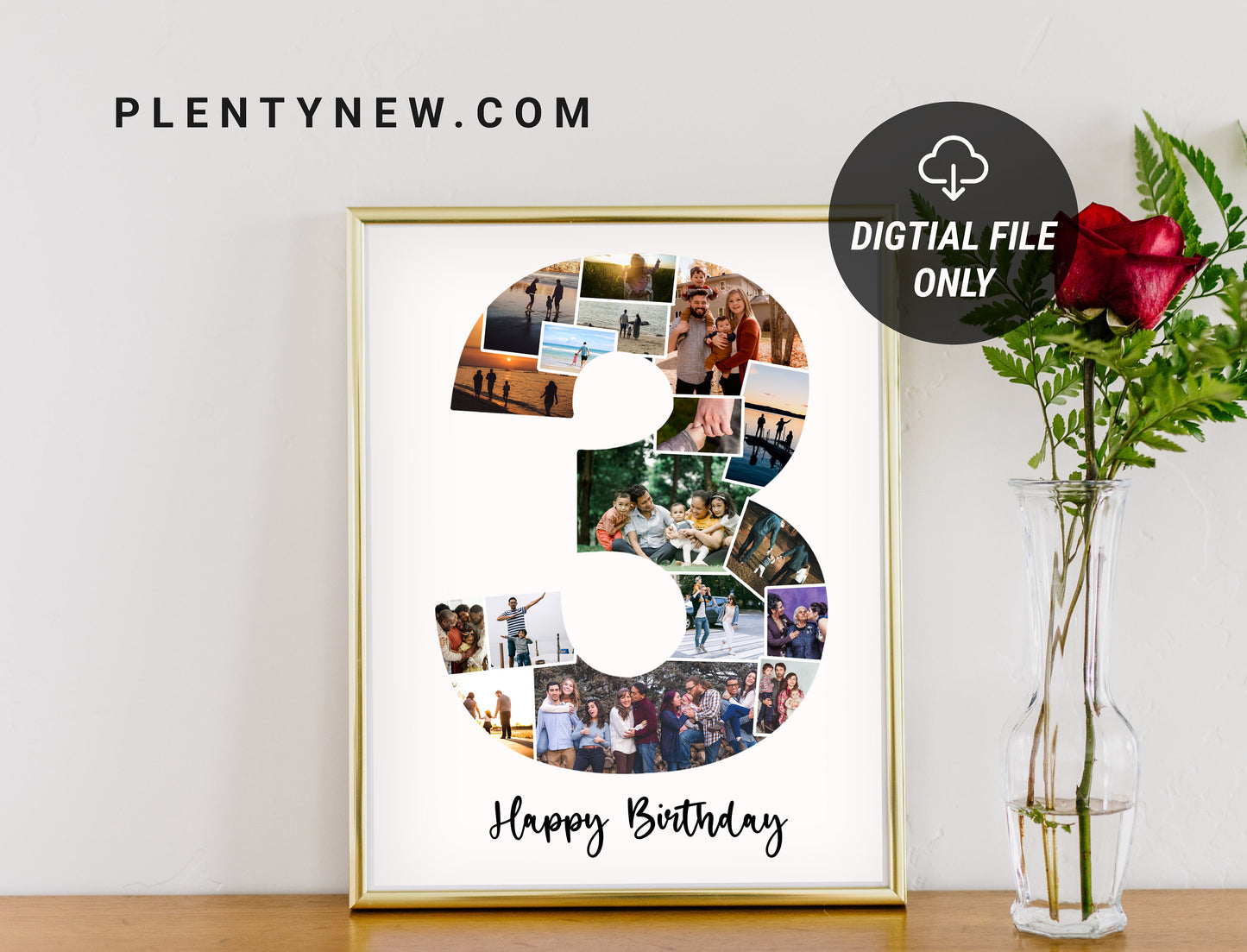 3rd Birthday Photo Collage – Personalized Digital Photo Gift for Milestone Celebrations