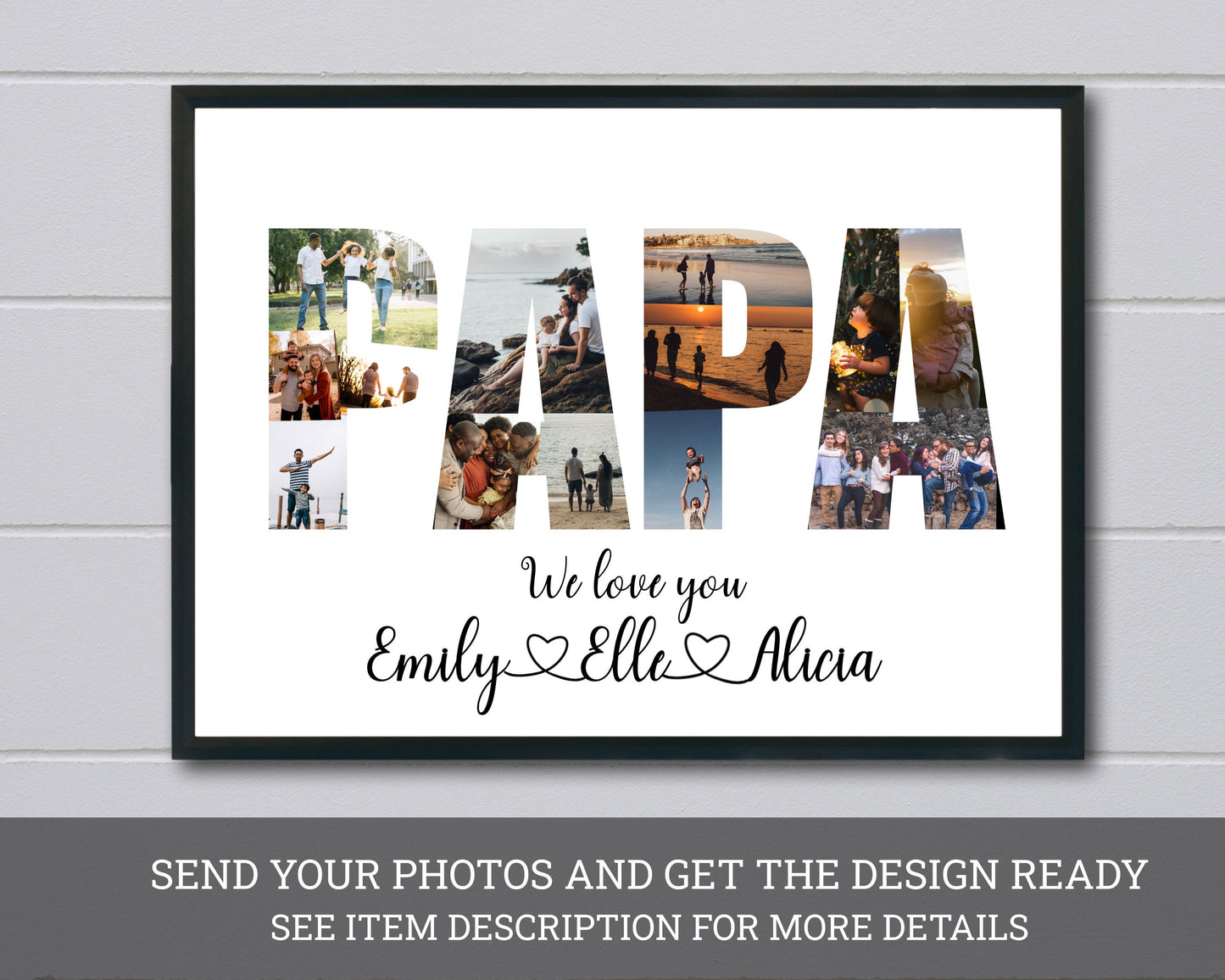 Personalized PAPA Photo Collage Gift - Custom Keepsake with Family Photos