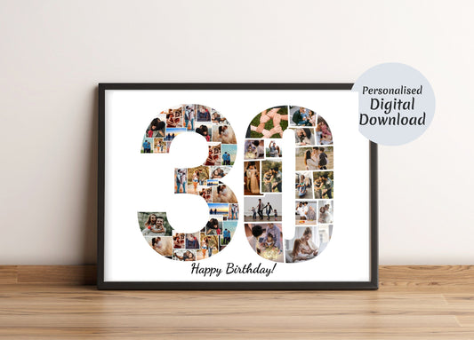 30th Birthday Photo Collage – Personalized Digital Photo Gift for Milestone Celebrations