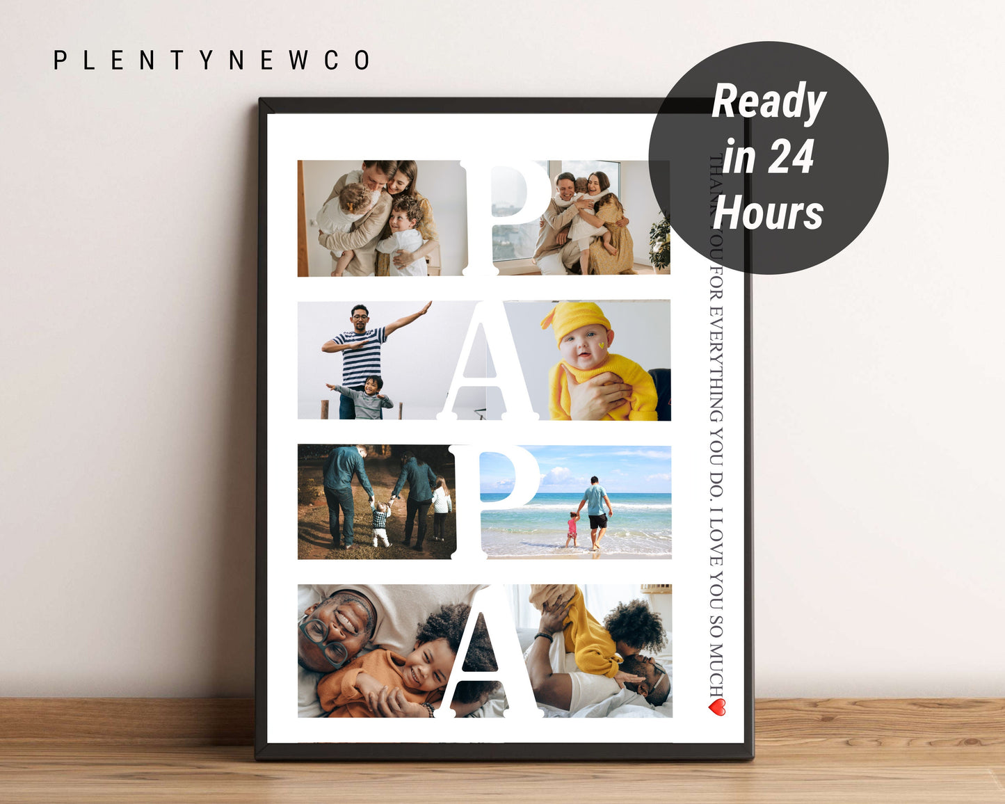 Personalized PAPA Photo Collage Gift - Custom Keepsake with Family Photos