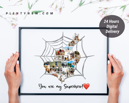 superhero dad gift, personalized dad keepsake, custom photo collage for dad, superhero wall art for Father’s Day, dad photo gift ideas, unique superhero gift for dad, best dad photo decor.