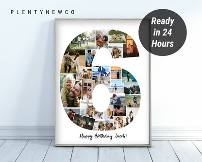Personalized 6th Birthday Photo Collage Gift - Custom Photo Keepsake for Kids