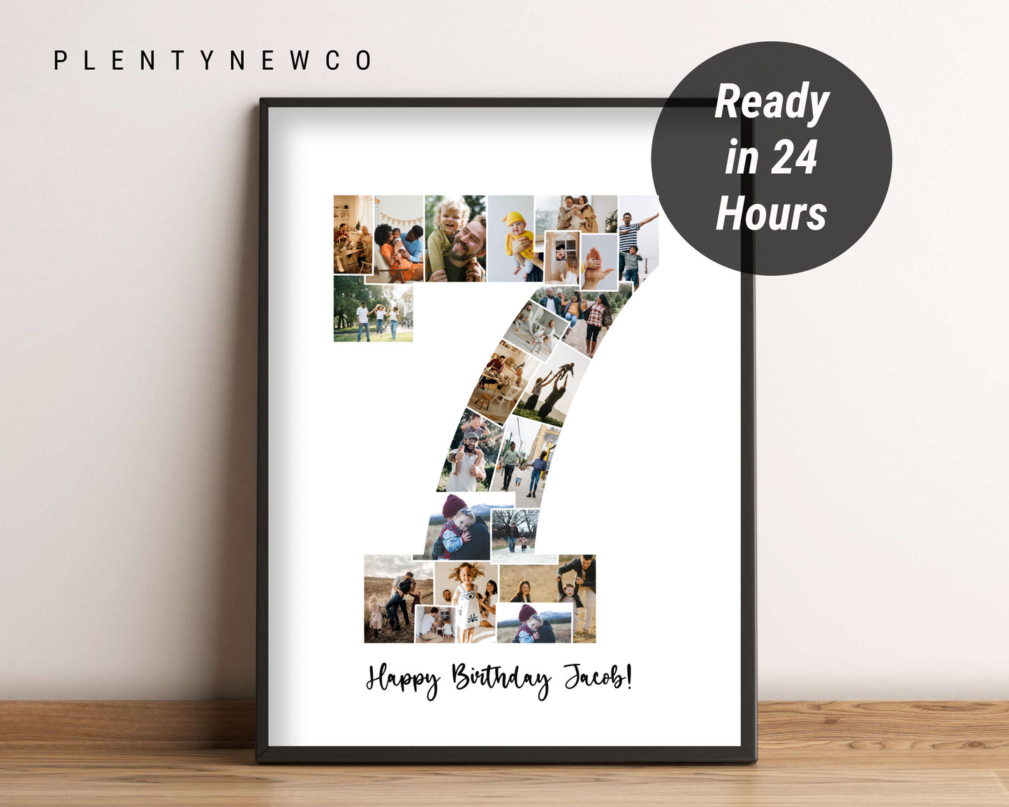 Personalized 7th Birthday or Anniversary Photo Collage Gift - Custom Designed & Delivered