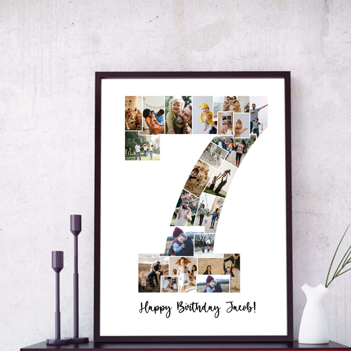 Personalized 7th Birthday or Anniversary Photo Collage Gift - Custom Designed & Delivered