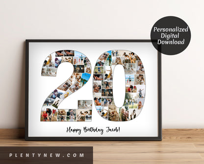 Personalized 20th Birthday Photo Collage Gift - Custom Keepsake with Your Memories