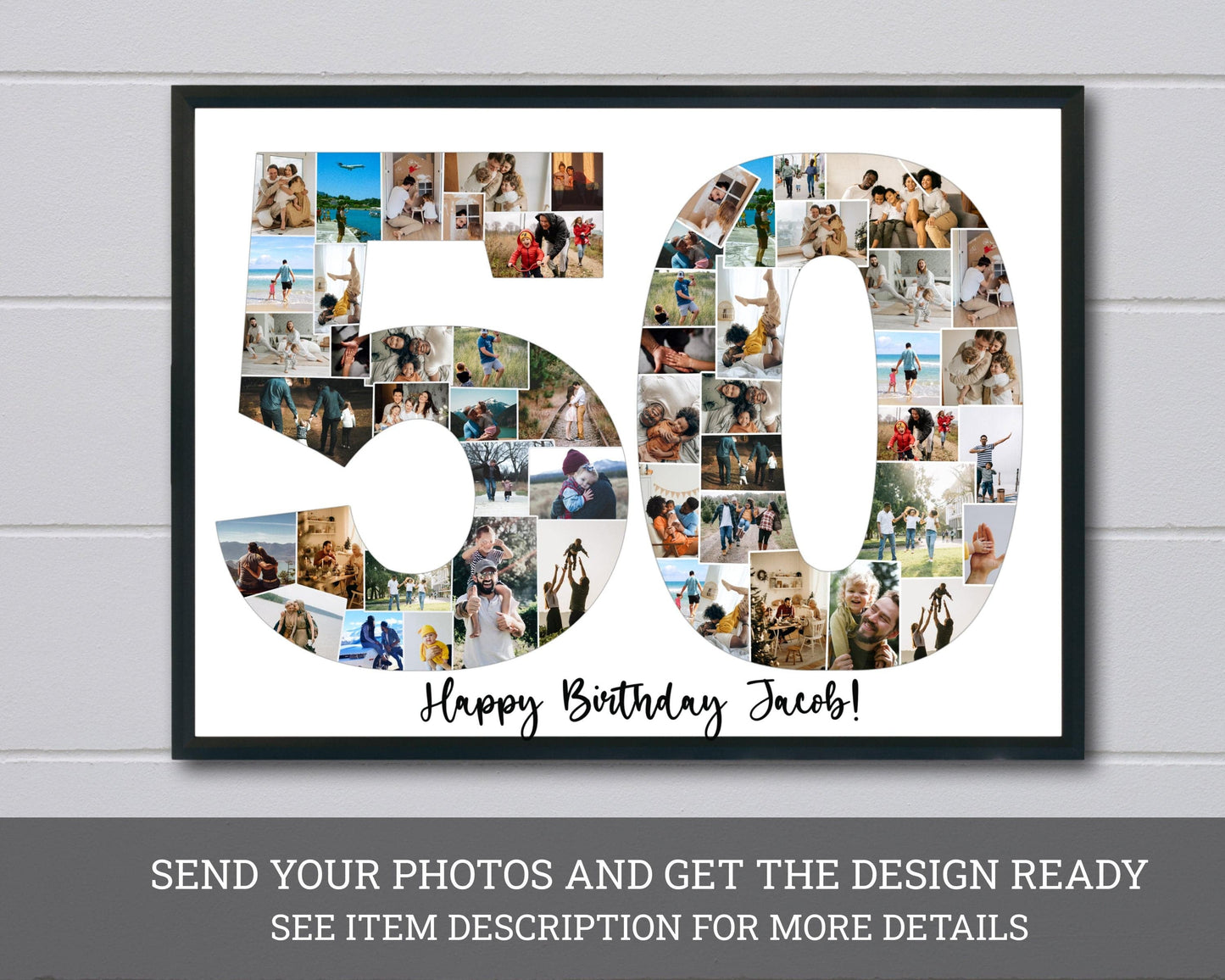 Custom 50th Birthday Photo Collage Gift - Celebrate Half a Century with Elegant Memories