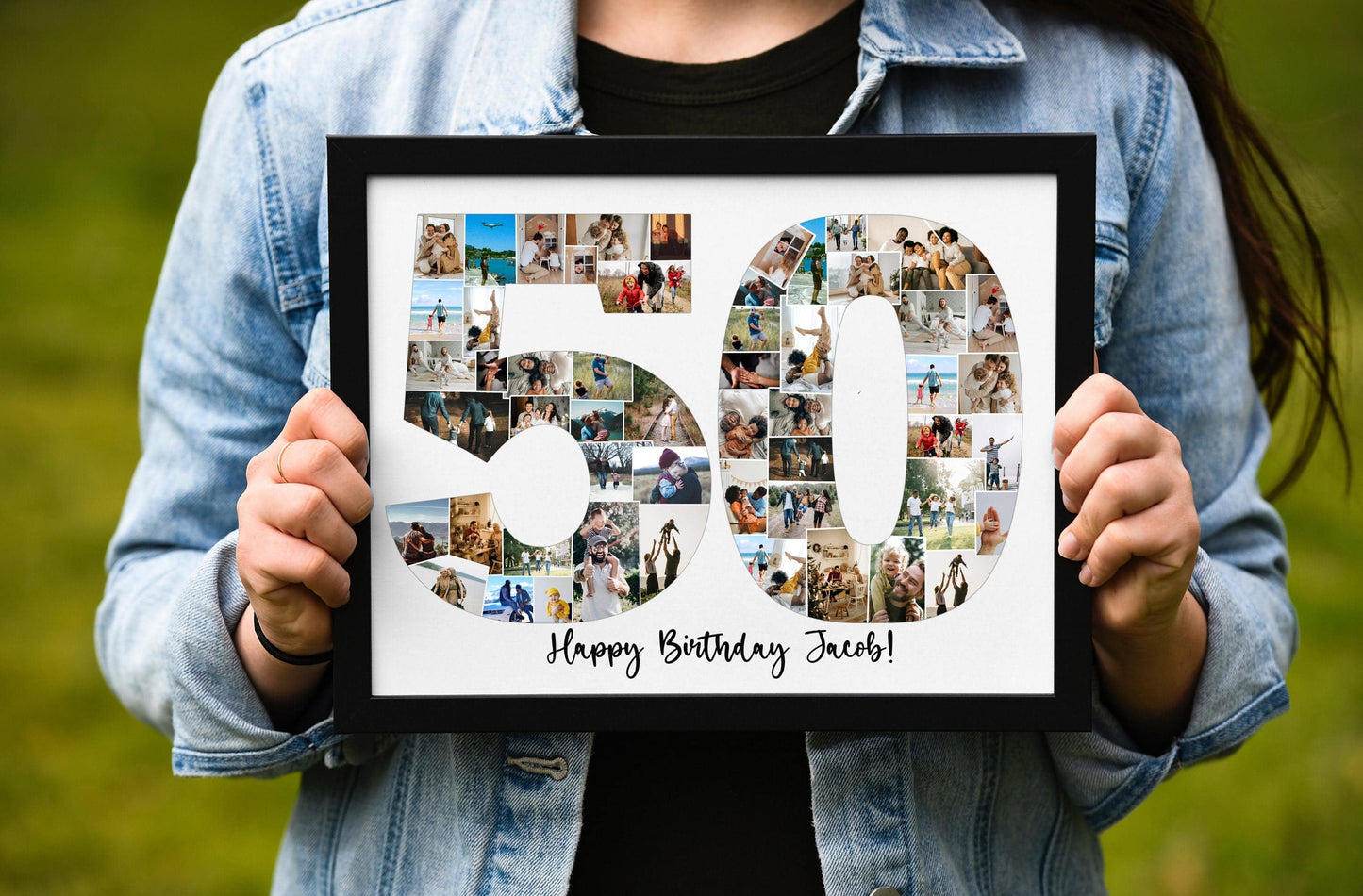 Custom 50th Birthday Photo Collage Gift - Celebrate Half a Century with Elegant Memories