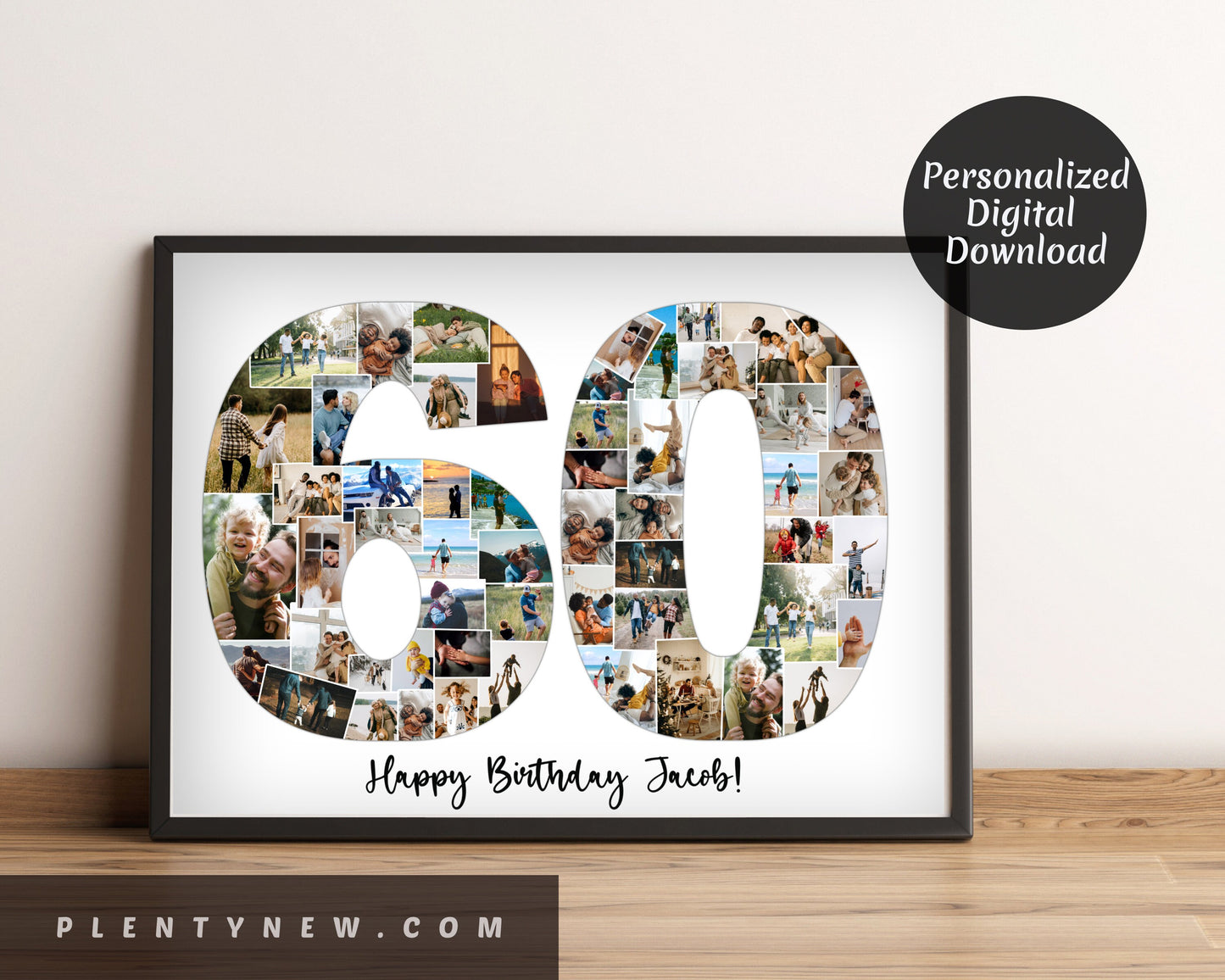 Custom 60th Birthday Photo Collage Gift - A Tribute to Six Decades of Memories