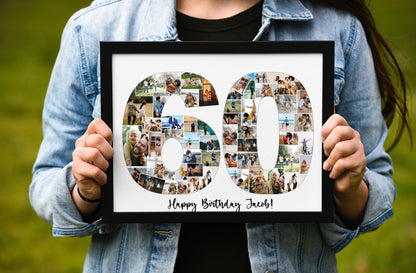 Custom 60th Birthday Photo Collage Gift - A Tribute to Six Decades of Memories