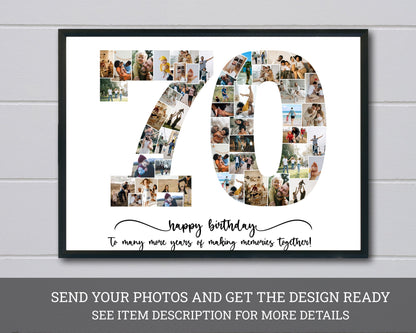 Personalized 70th Photo Collage - Celebrate 70 Years of Memories