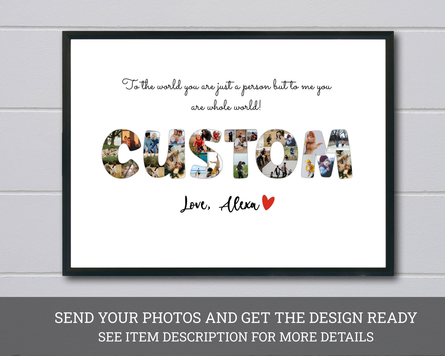 Personalized Name or Number or any Shape Photo Collage Gift - Custom Keepsake with Your Photos