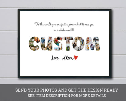 Personalized Name or Number or any Shape Photo Collage Gift - Custom Keepsake with Your Photos