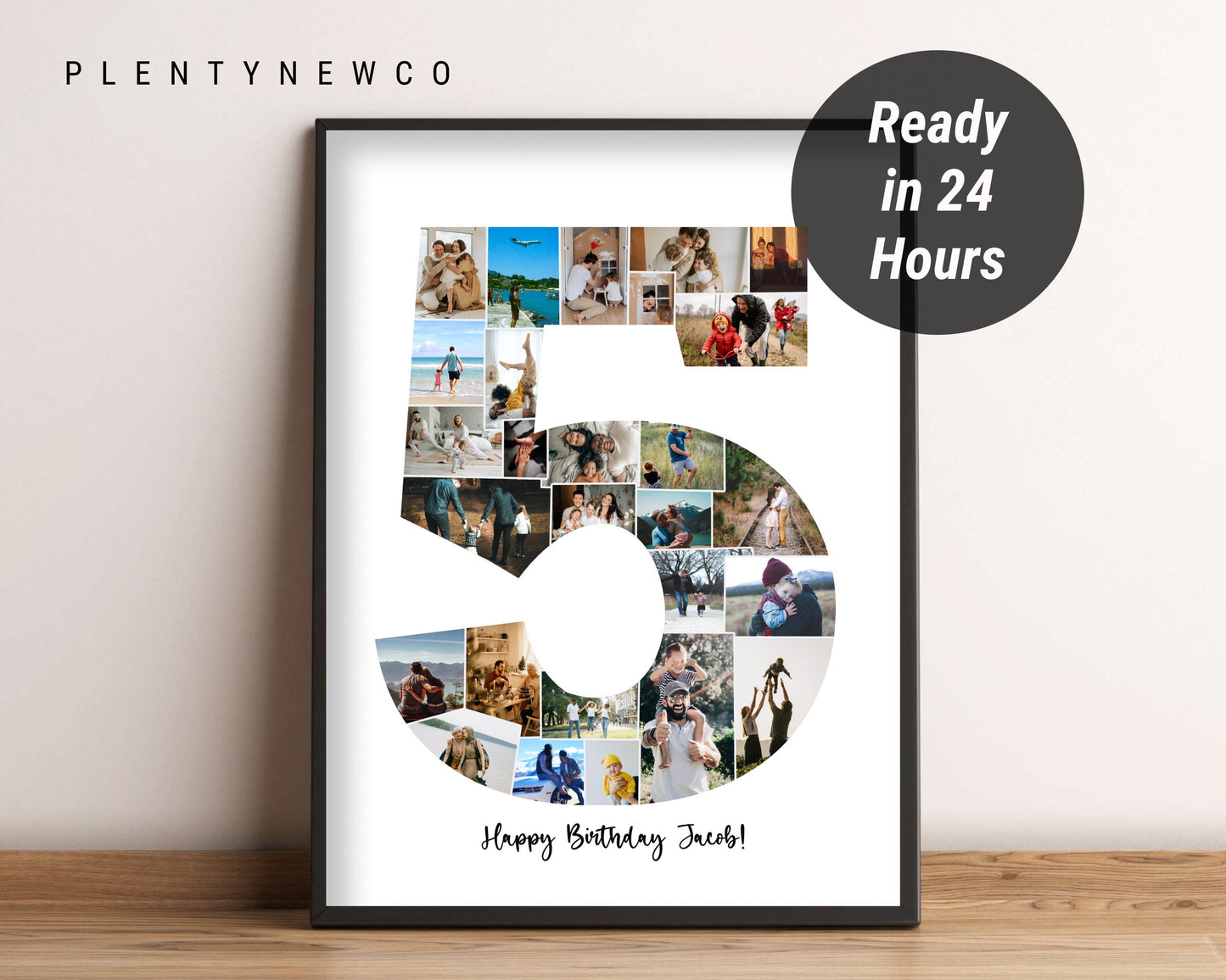 5th Anniversary Gift Photo Collage – Personalized Digital Photo Keepsake