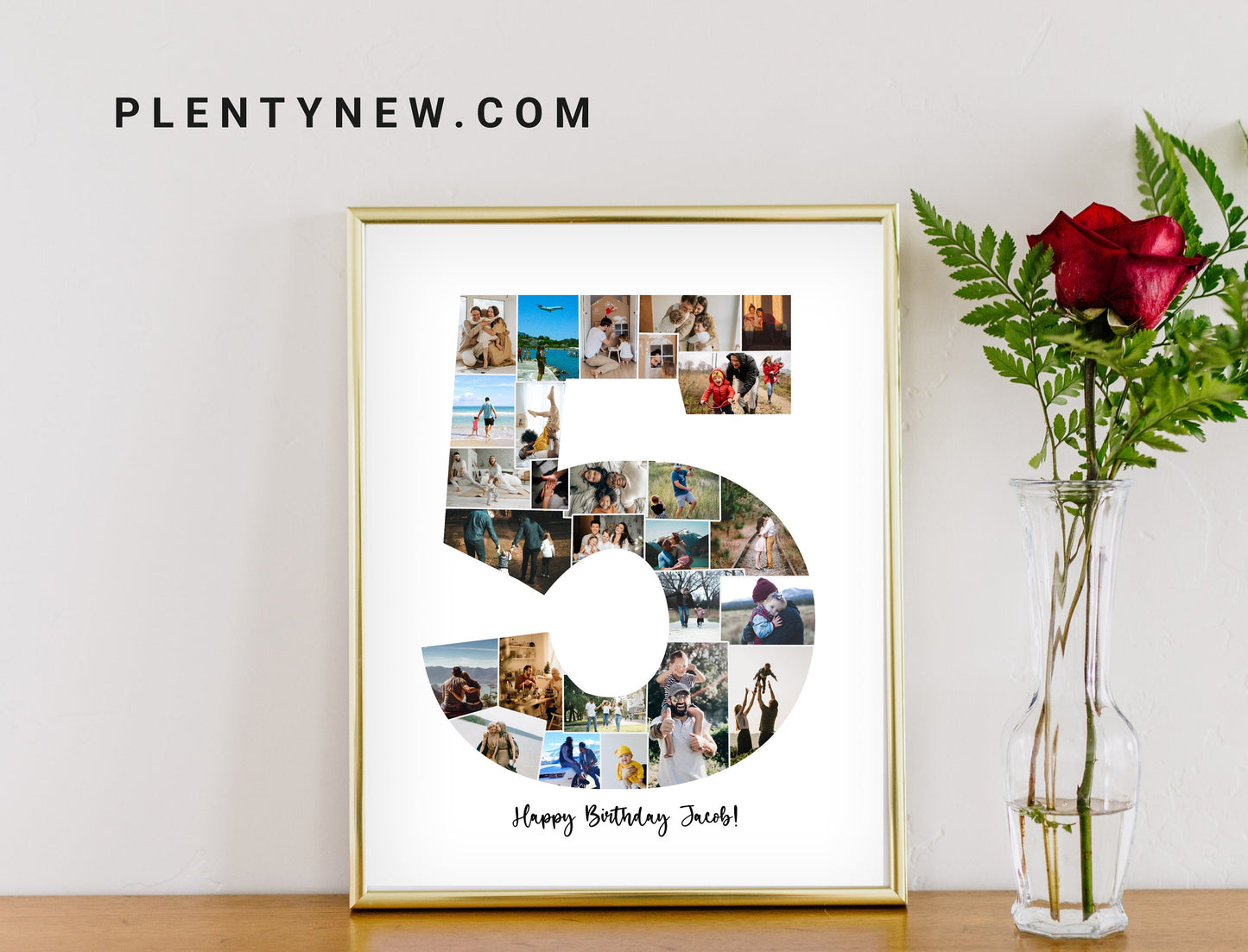 5th Anniversary Gift Photo Collage – Personalized Digital Photo Keepsake