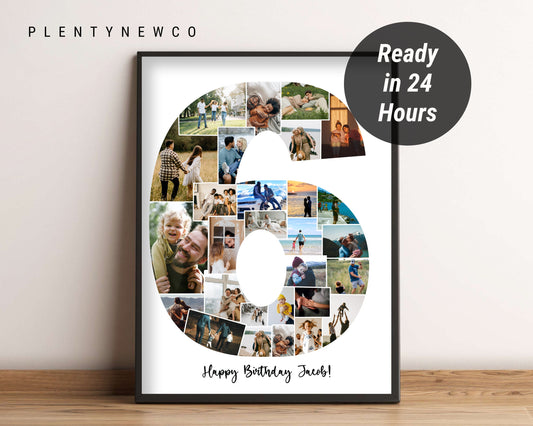 6th Birthday Photo Collage Gift - Custom Keepsake for Kids with Framing Options