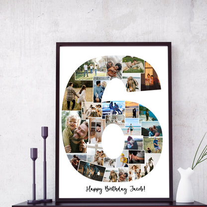 Personalized 6th Birthday Photo Collage Gift - Custom Photo Keepsake for Kids