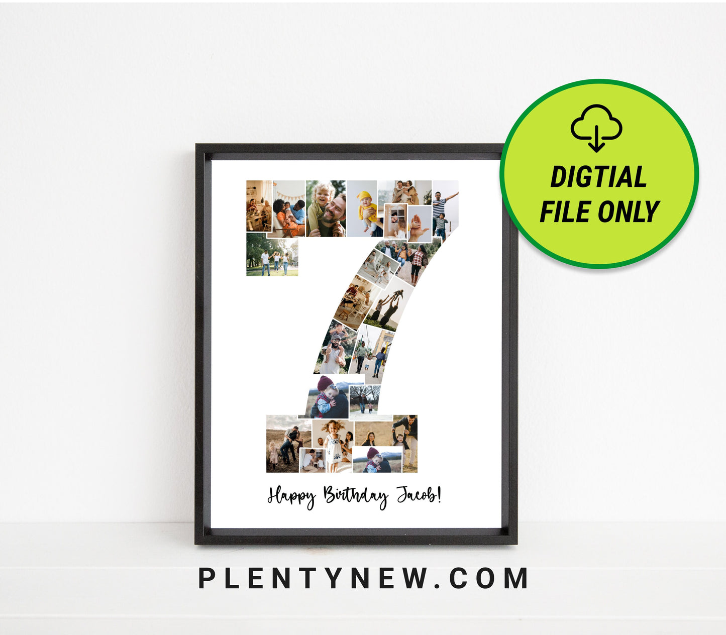 Personalized 7th Birthday or Anniversary Photo Collage Gift - Custom Designed & Delivered