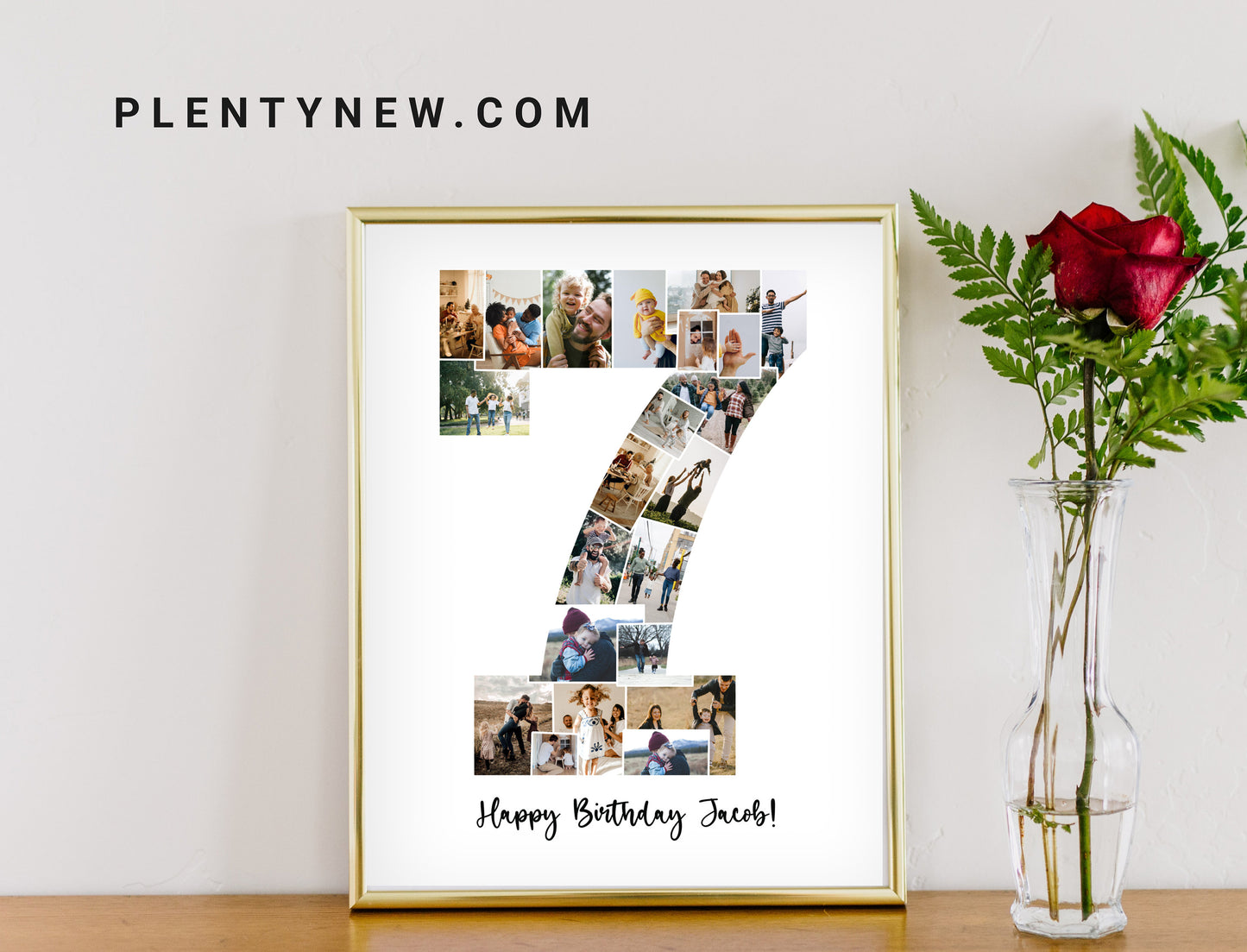 Personalized 7th Birthday or Anniversary Photo Collage Gift - Custom Designed & Delivered