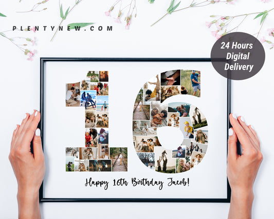 Custom 16th Birthday/Anniversary Photo Collage – Personalized Digital Gift