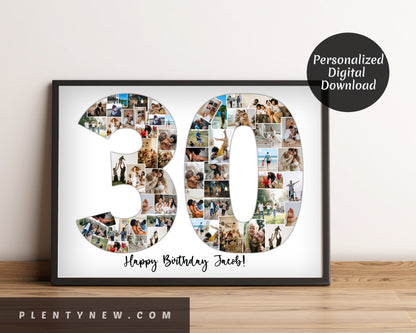 Personalized 30th Birthday Photo Collage Gift - Custom Keepsake with Memories