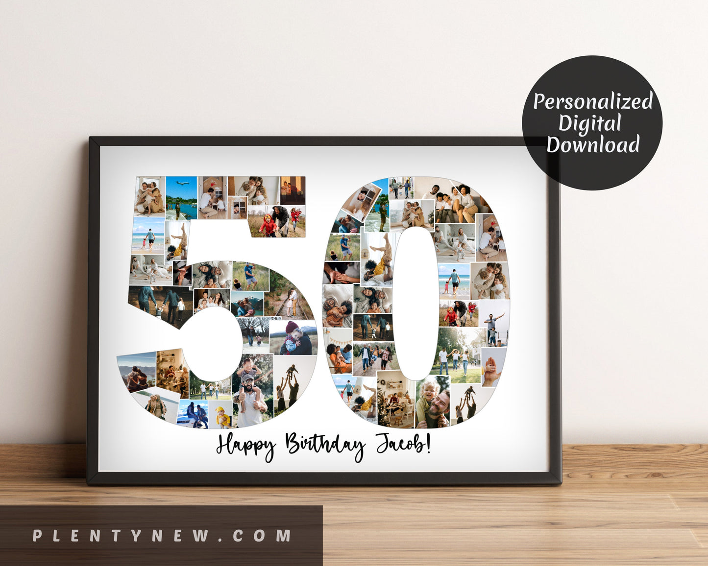 Custom 50th Birthday Photo Collage Gift - Celebrate Half a Century with Elegant Memories