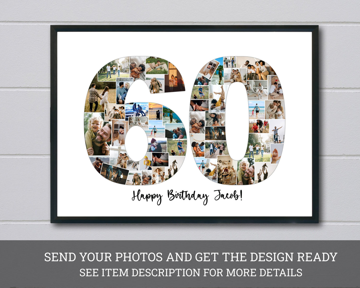 Custom 60th Birthday Photo Collage Gift - A Tribute to Six Decades of Memories