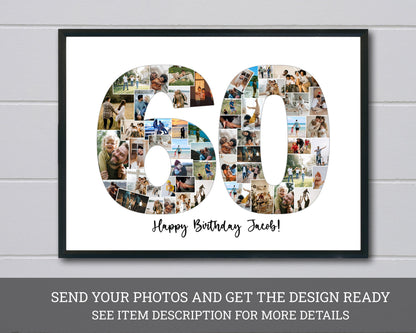 Custom 60th Birthday Photo Collage Gift - A Tribute to Six Decades of Memories