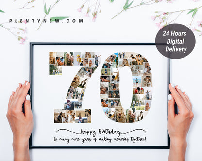 Personalized 70th Photo Collage - Celebrate 70 Years of Memories